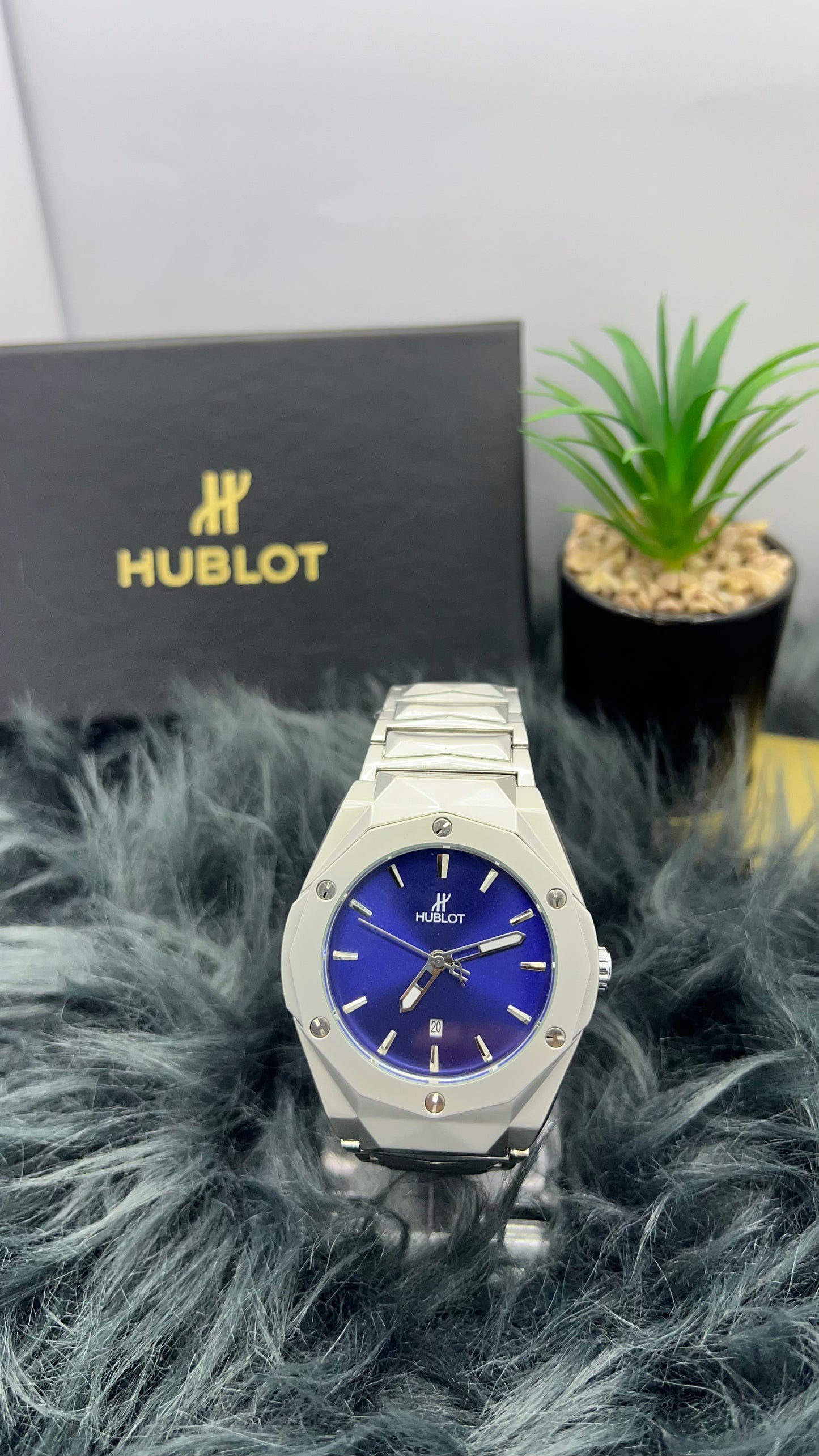 HUBLOT Stainless Steel Watch with Blue Dial - R.R TIMEPIECES