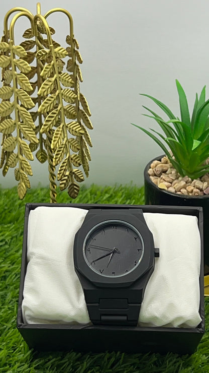 Black Aura Stainless Steel Watch – Lightweight and Stylish