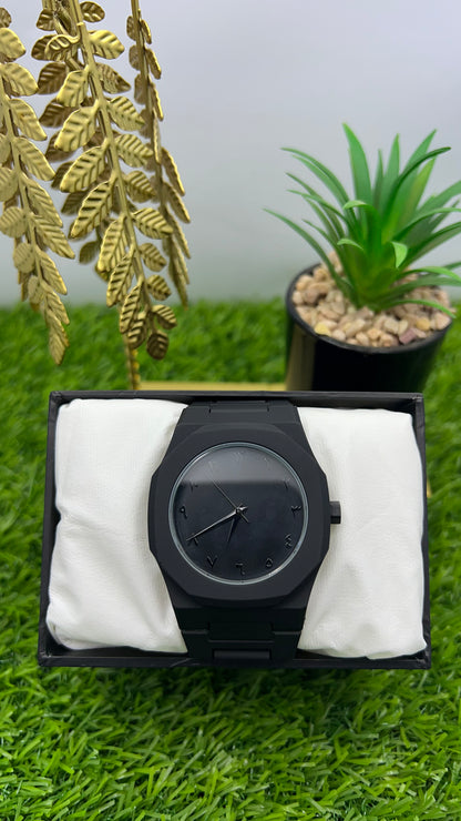 Black Aura Stainless Steel Watch – Lightweight and Stylish